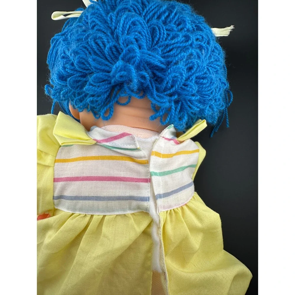 B.B. Made In Spain My Baby Doll Blue Hair Blinking Eyes Rare Vintage Collectible